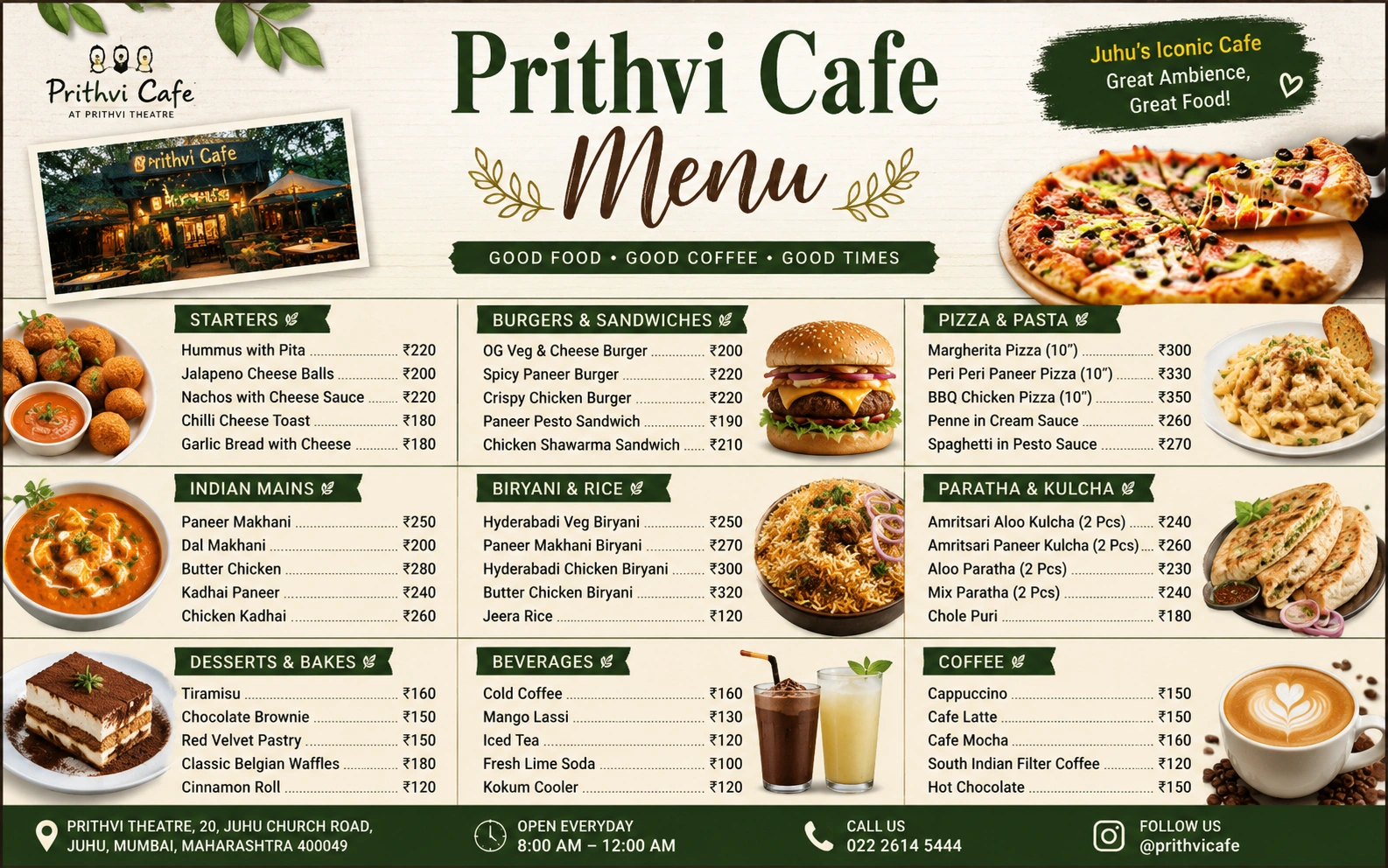 Prithvi Cafe Menu