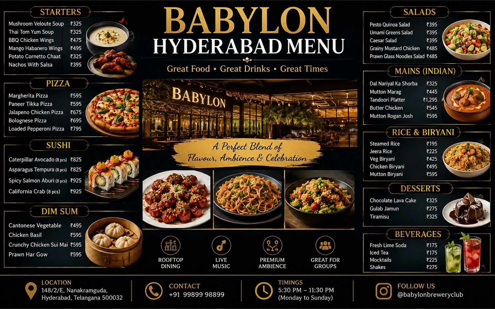 Babylon Hyderabad Menu