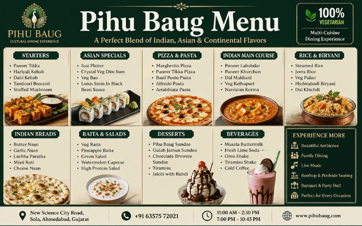 Pihu Baug Menu