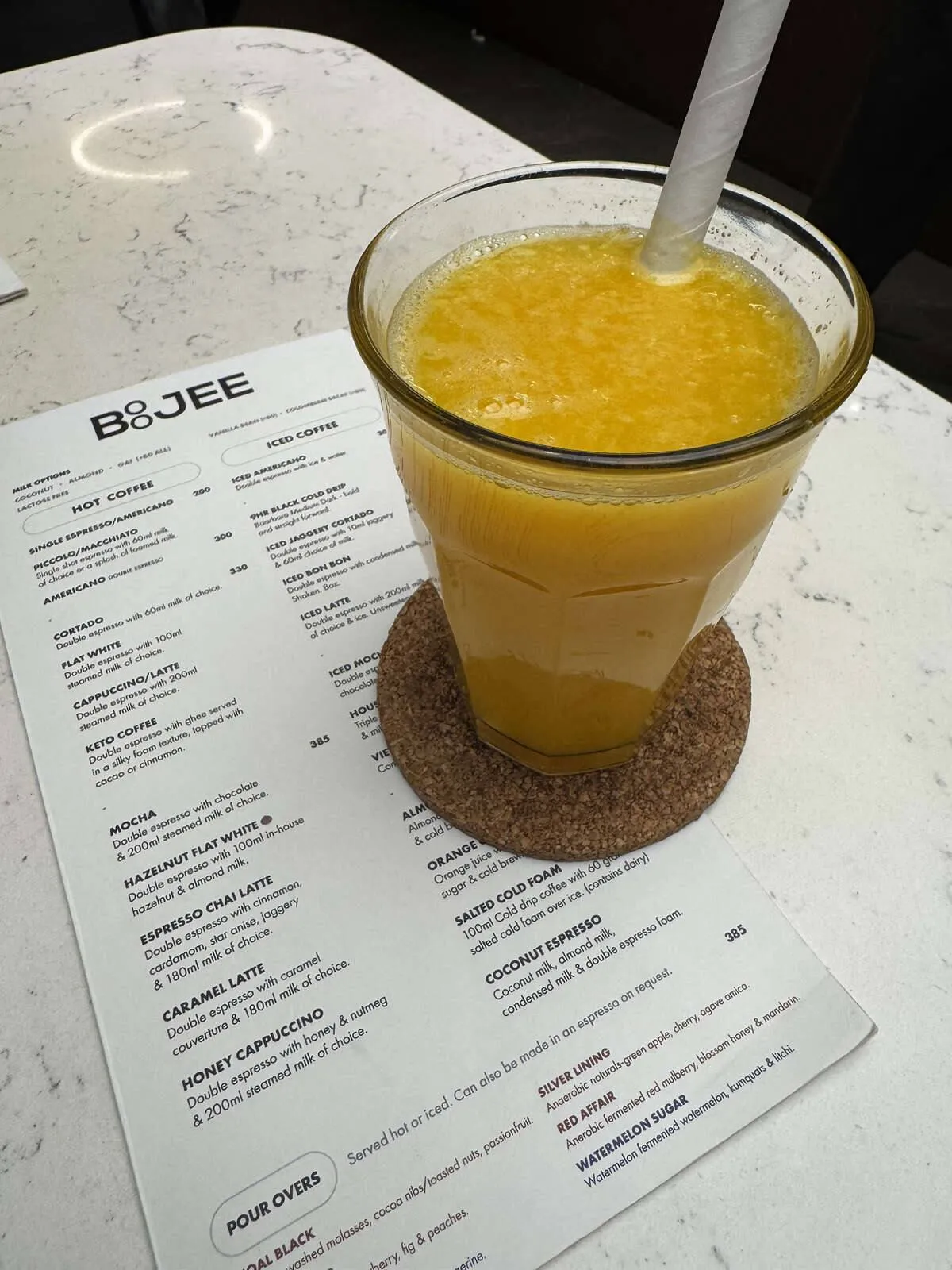 Boojee cafe menu